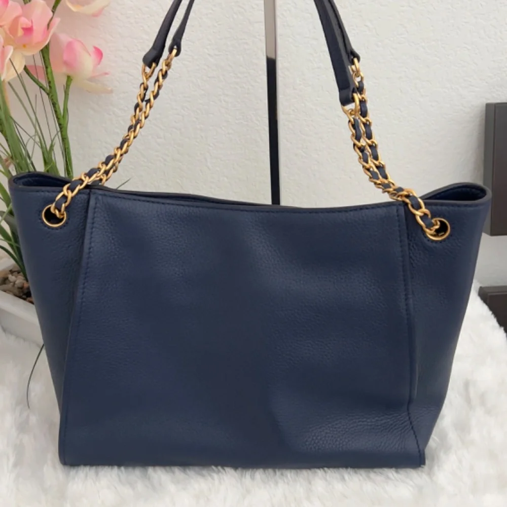 Tory Burch Britten Tote Royal Navy - Picture 2 of 9